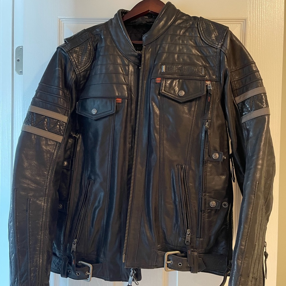 Harley Davidson Leather Jacket, size large.